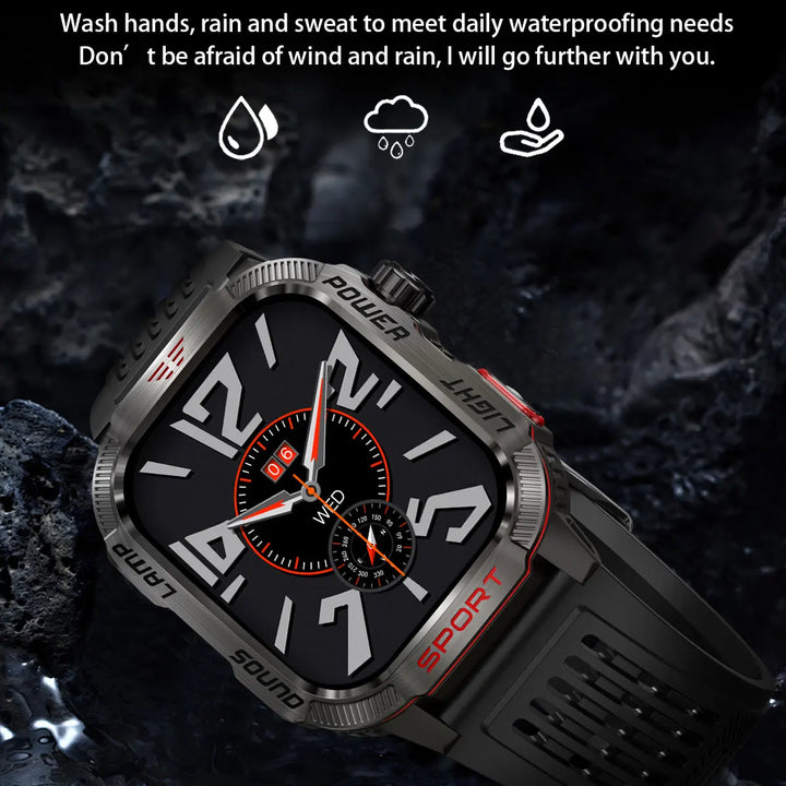 Next-Gen Wearable: LED Flashlight Smartwatch for Men - 600mAh, Bluetooth Calls & Heart Rate
