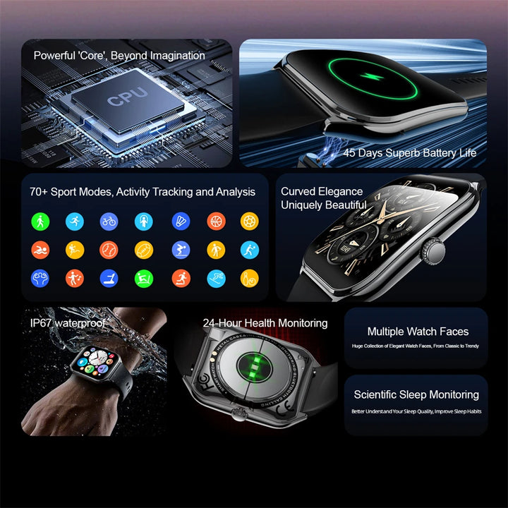 2025 Ultra-Thin Smartwatch 7.5mm – 1.96" AMOLED, BT Calls, Fitness, Waterproof