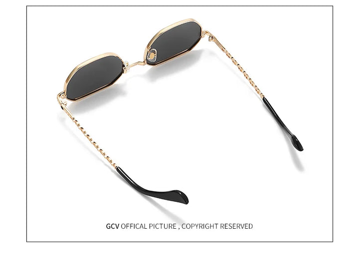 GCV Classic Retro Women’s Rectangular Square Metal Frame Sunglasses with Polaroid Lenses