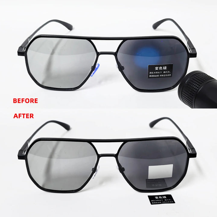 Luxury Metal Photochromic Sunglasses – Polarized, Chameleon Lenses, UV400