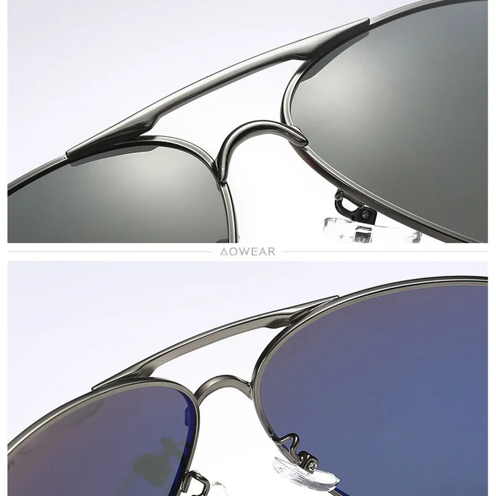 AOWEAR Men’s Sunglasses – Aviation Style, Polarized, Mirror Lens
