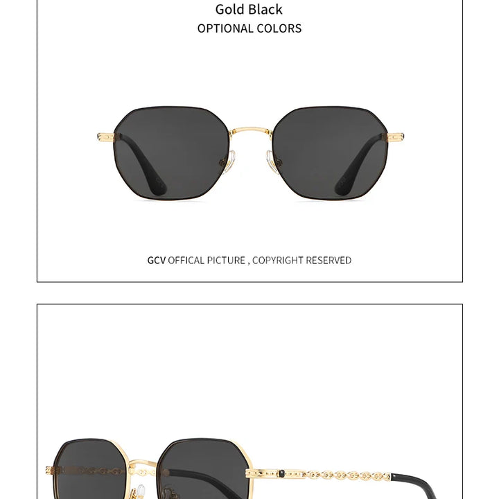 GCV Classic Retro Women’s Rectangular Square Metal Frame Sunglasses with Polaroid Lenses