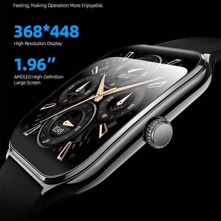 2025 Ultra-Thin Smartwatch 7.5mm – 1.96" AMOLED, BT Calls, Fitness, Waterproof