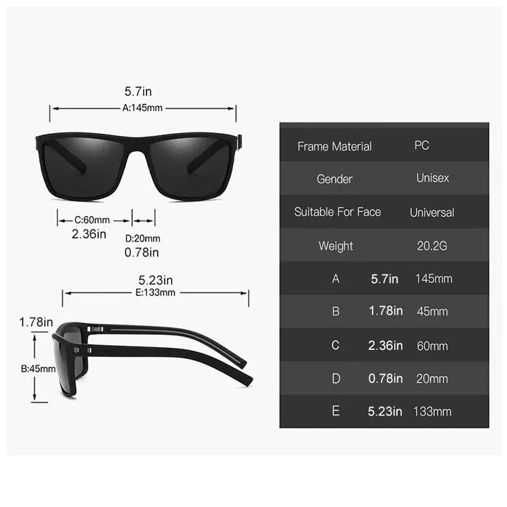 Square Polarized Sunglasses – Lightweight Frame, UV Protection, Men & Women