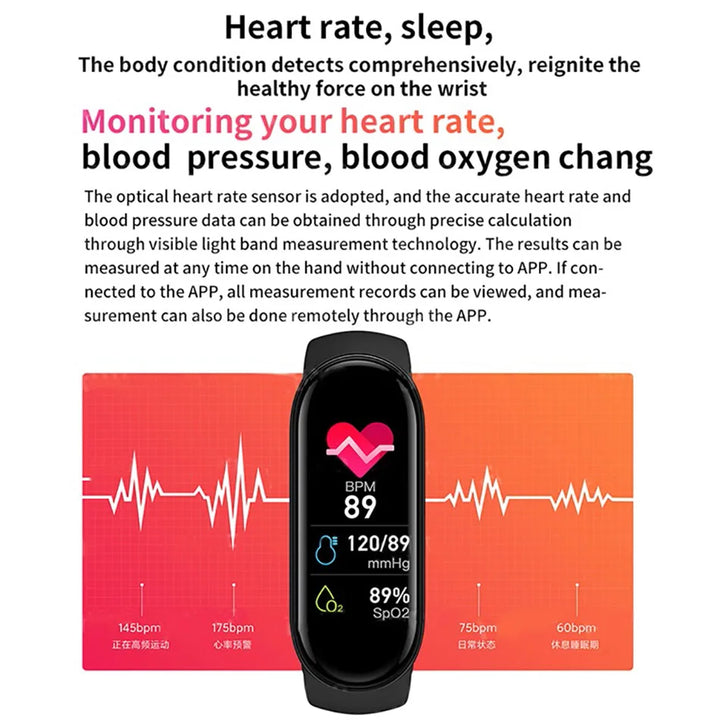Smart Watch M6 Men Women Fitness Smart Bracelet Sports