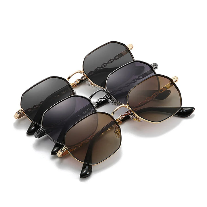 GCV Classic Retro Women’s Rectangular Square Metal Frame Sunglasses with Polaroid Lenses