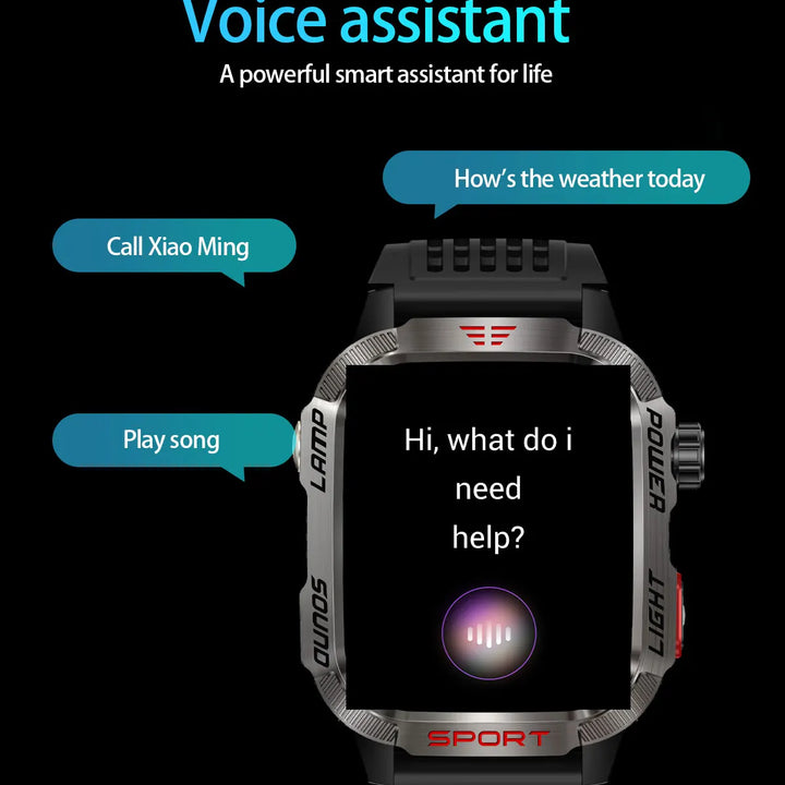Next-Gen Wearable: LED Flashlight Smartwatch for Men - 600mAh, Bluetooth Calls & Heart Rate