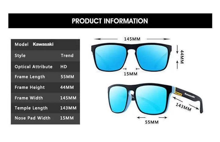 Kawasaki Sunglasses – Polarized Lenses, UV Protection, Unisex