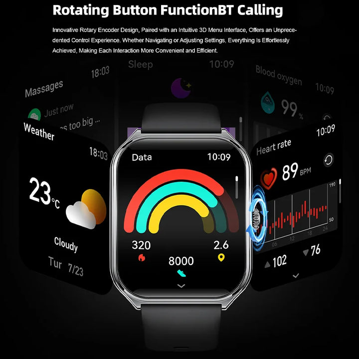 2025 Ultra-Thin Smartwatch 7.5mm – 1.96" AMOLED, BT Calls, Fitness, Waterproof