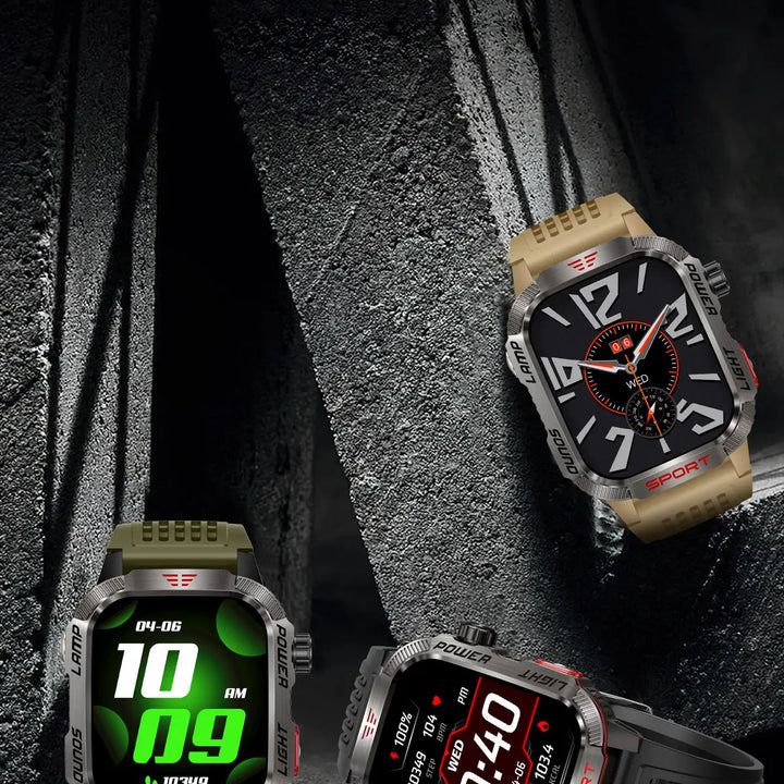 Next-Gen Wearable: LED Flashlight Smartwatch for Men - 600mAh, Bluetooth Calls & Heart Rate