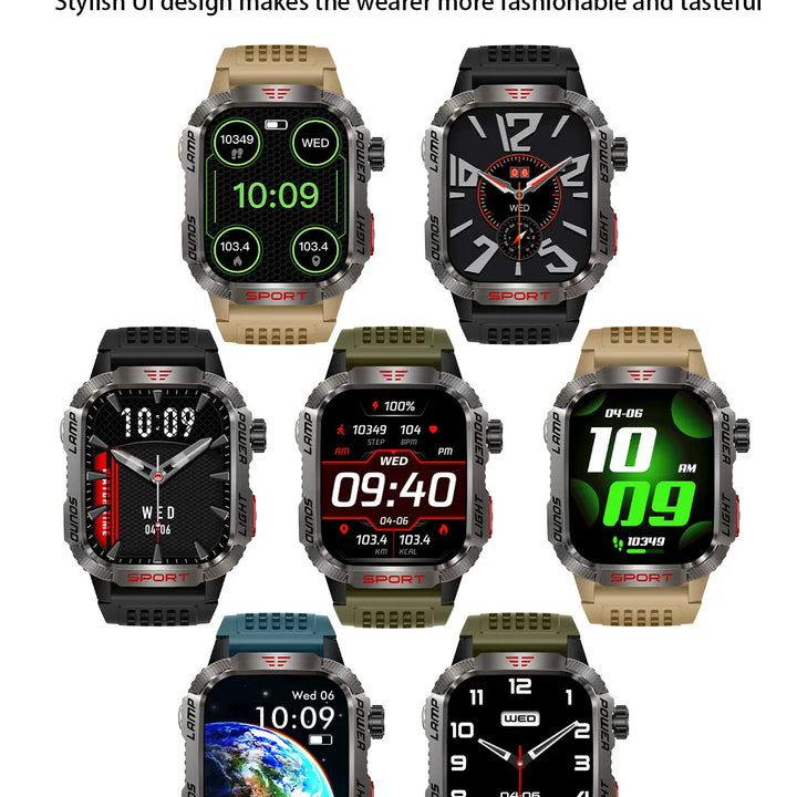 Next-Gen Wearable: LED Flashlight Smartwatch for Men - 600mAh, Bluetooth Calls & Heart Rate