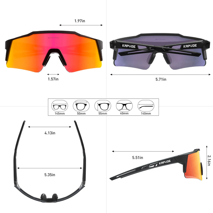 Kapvoe Bike Sunglasses – Outdoor Sport, Mountain Cycling, Polarized Lenses