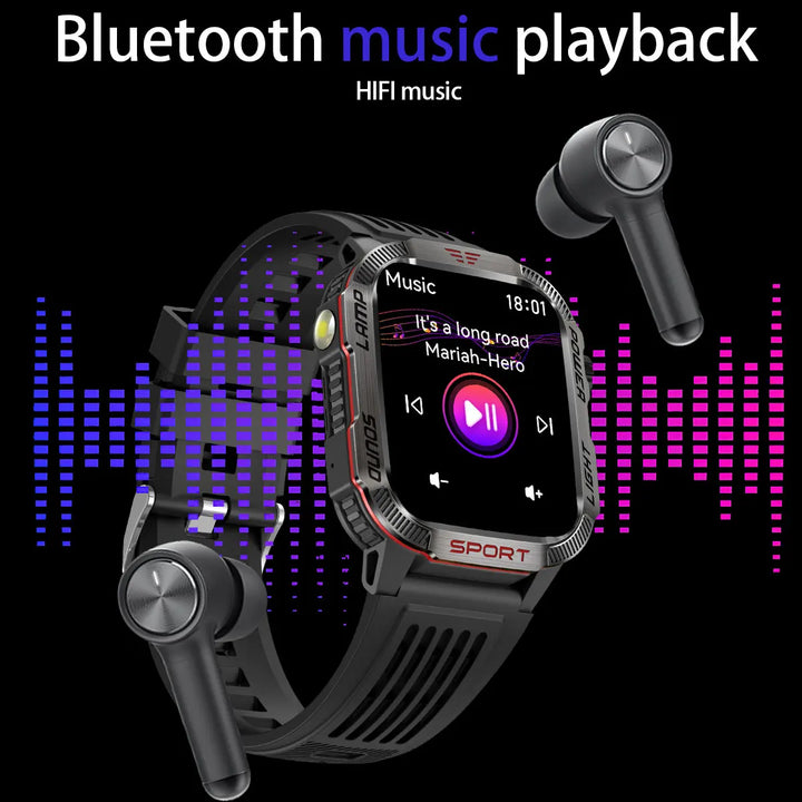 Next-Gen Wearable: LED Flashlight Smartwatch for Men - 600mAh, Bluetooth Calls & Heart Rate