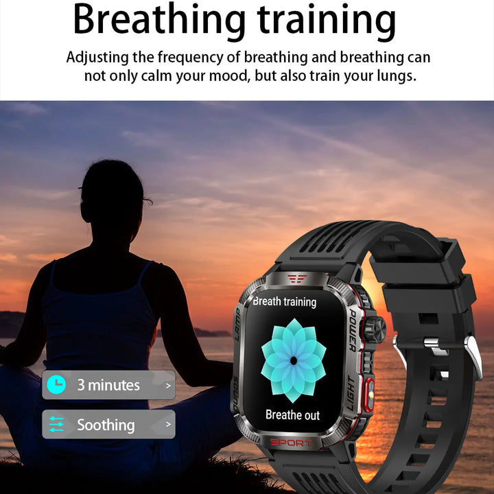 Next-Gen Wearable: LED Flashlight Smartwatch for Men - 600mAh, Bluetooth Calls & Heart Rate