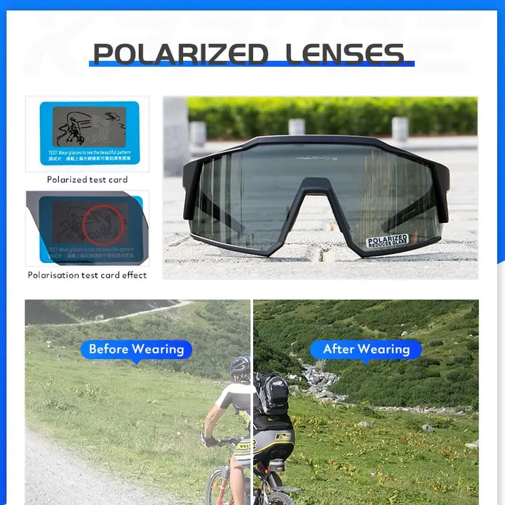 Ultra Light Kapvoe Cycling Glasses – Polarized, MTB & Road, Outdoor Sports