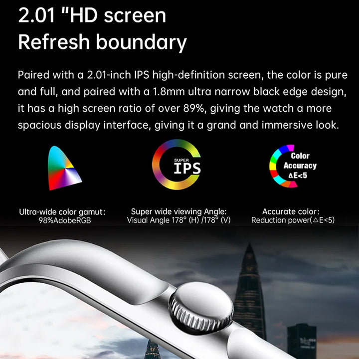 2025 Smartwatch 2.01" – Bluetooth Calls & Music, Waterproof, Fitness Tracker