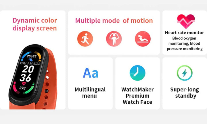Smart Watch M6 Men Women Fitness Smart Bracelet Sports