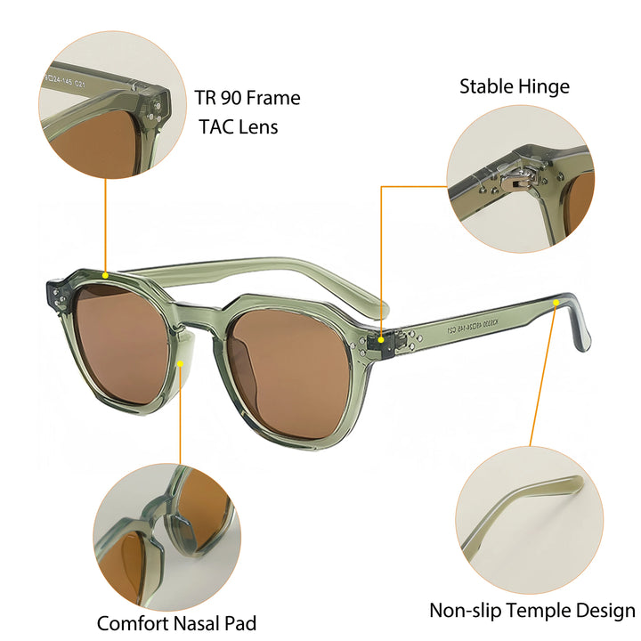 Retro Polarized Sunglasses CATERSIDE – Ultralight TR90 Frame - Men/Women