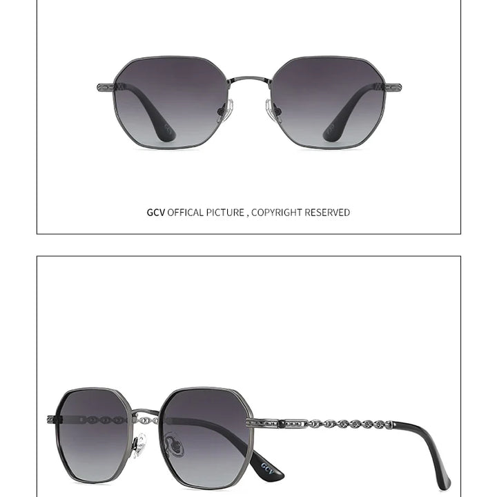 GCV Classic Retro Women’s Rectangular Square Metal Frame Sunglasses with Polaroid Lenses