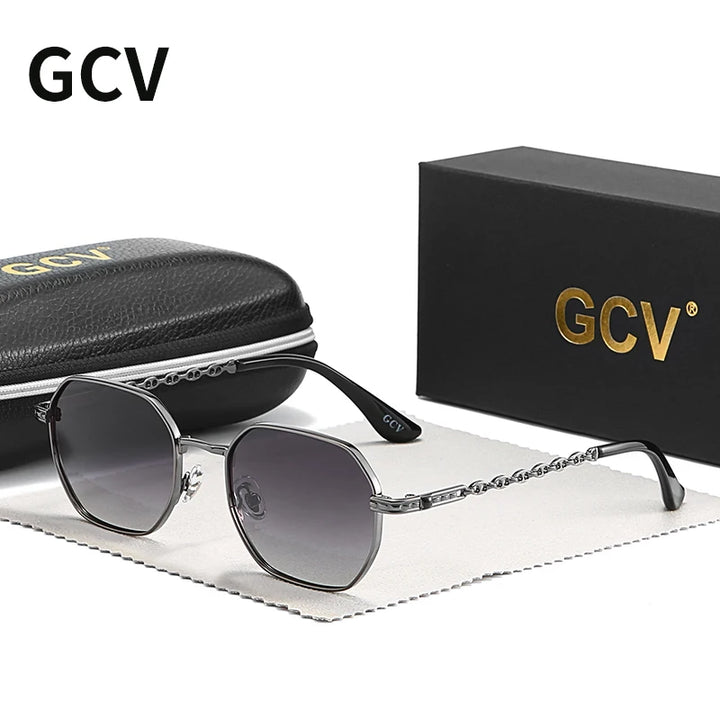 GCV Classic Retro Women’s Rectangular Square Metal Frame Sunglasses with Polaroid Lenses