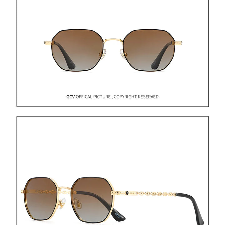 GCV Classic Retro Women’s Rectangular Square Metal Frame Sunglasses with Polaroid Lenses
