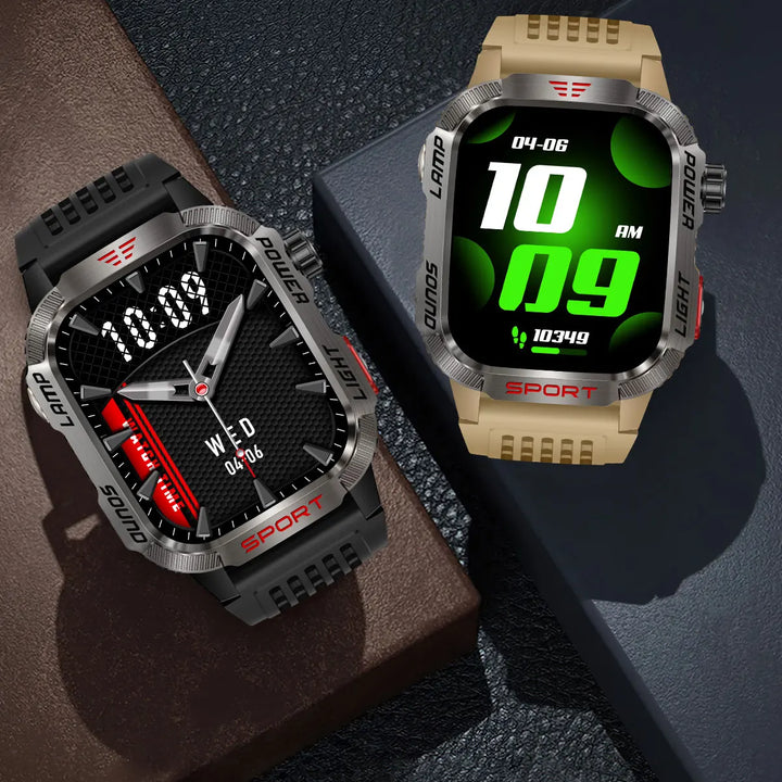 Next-Gen Wearable: LED Flashlight Smartwatch for Men - 600mAh, Bluetooth Calls & Heart Rate