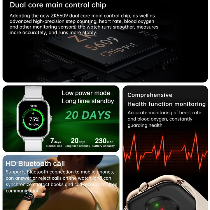 2025 Smartwatch 2.01" – Bluetooth Calls & Music, Waterproof, Fitness Tracker