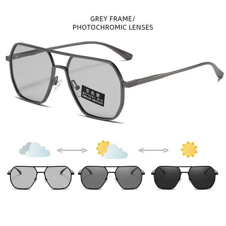 Luxury Metal Photochromic Sunglasses – Polarized, Chameleon Lenses, UV400