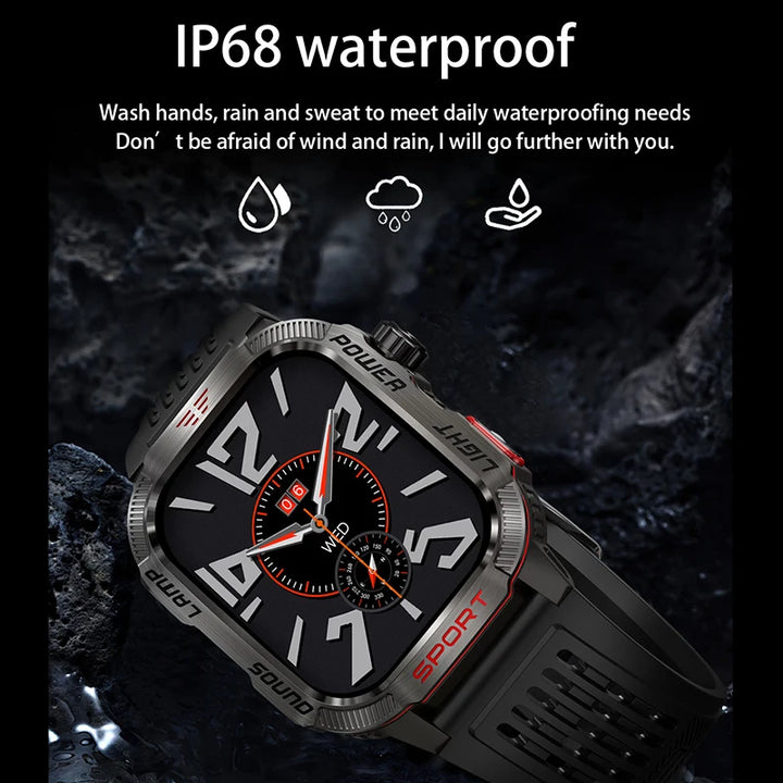 Next-Gen Wearable: LED Flashlight Smartwatch for Men - 600mAh, Bluetooth Calls & Heart Rate