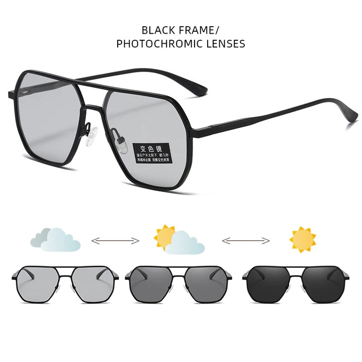 Luxury Metal Photochromic Sunglasses – Polarized, Chameleon Lenses, UV400