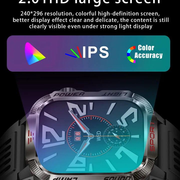 Next-Gen Wearable: LED Flashlight Smartwatch for Men - 600mAh, Bluetooth Calls & Heart Rate