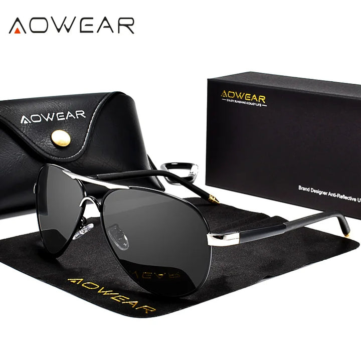 AOWEAR Men’s Sunglasses – Aviation Style, Polarized, Mirror Lens