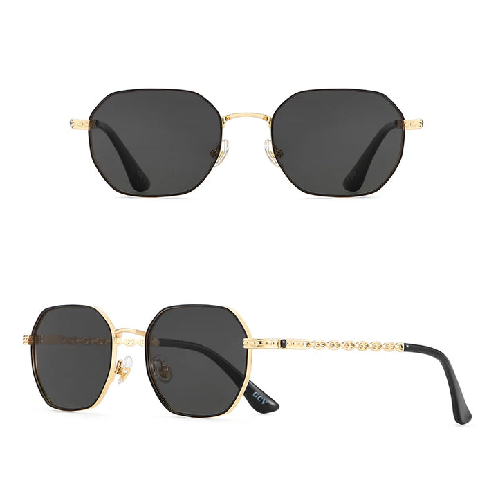 GCV Classic Retro Women’s Rectangular Square Metal Frame Sunglasses with Polaroid Lenses