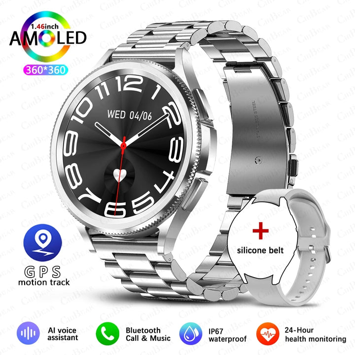 Watch 6 Classic Smartwatch – Bluetooth Call, GPS, Fitness, 2025 New