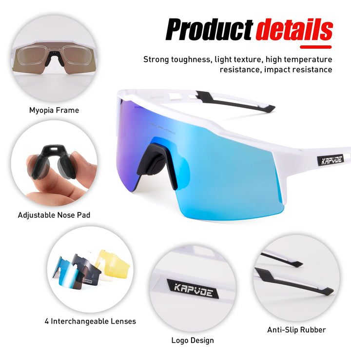 Kapvoe Bike Sunglasses – Outdoor Sport, Mountain Cycling, Polarized Lenses