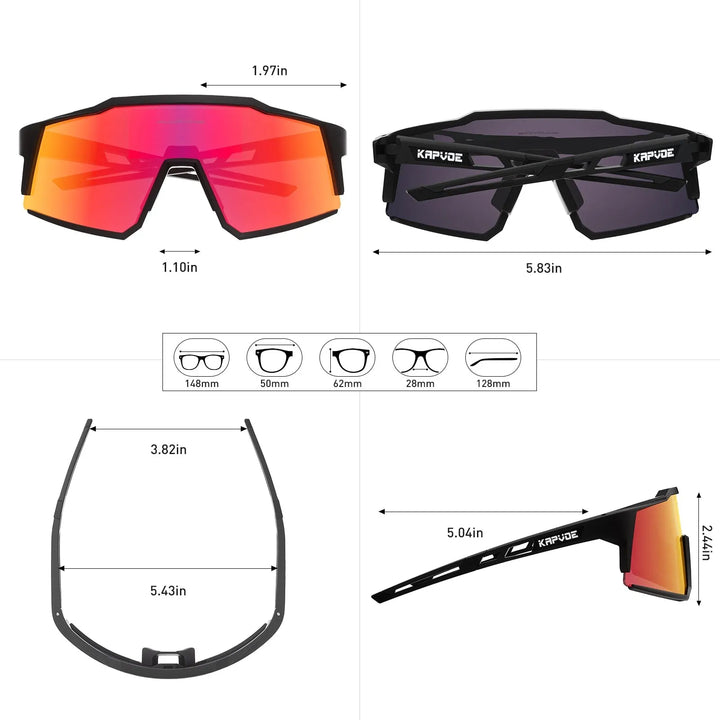 Ultra Light Kapvoe Cycling Glasses – Polarized, MTB & Road, Outdoor Sports