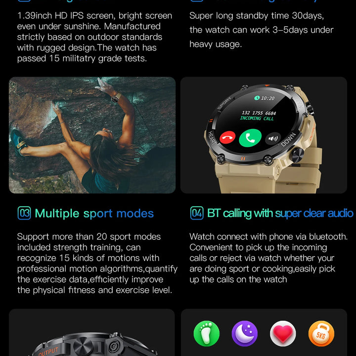 K56Pro Smartwatch – 1.39" HD Screen, Heart Rate, Sport, Long Battery