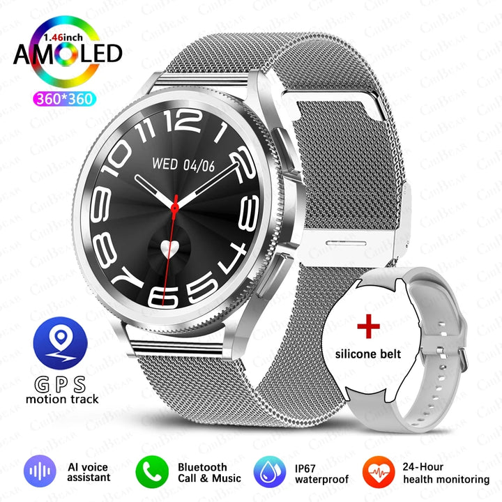 Watch 6 Classic Smartwatch – Bluetooth Call, GPS, Fitness, 2025 New