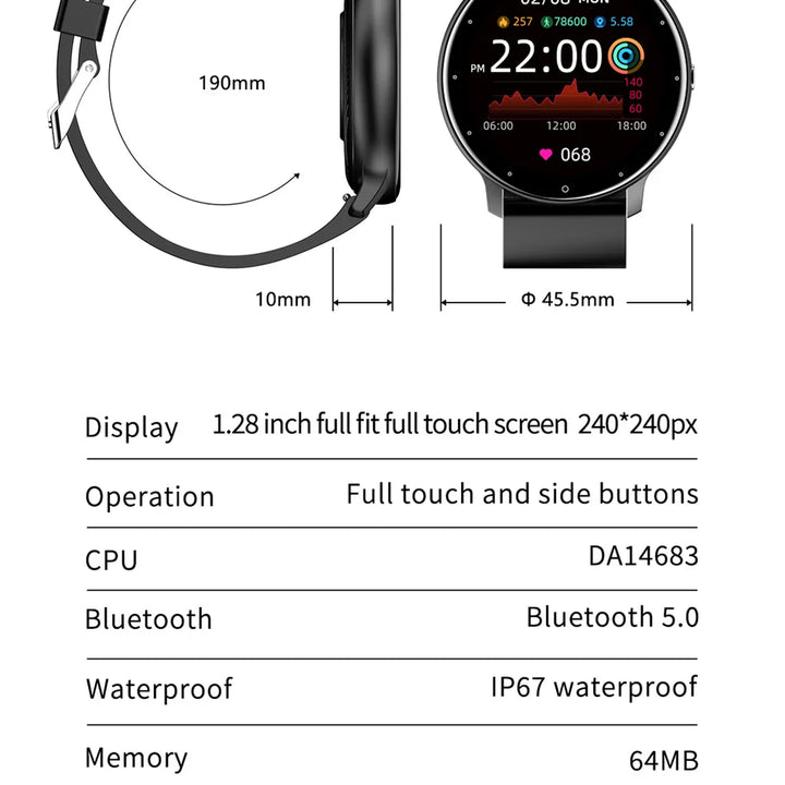 New Smart Watch Sports Fitness New Ultra Light