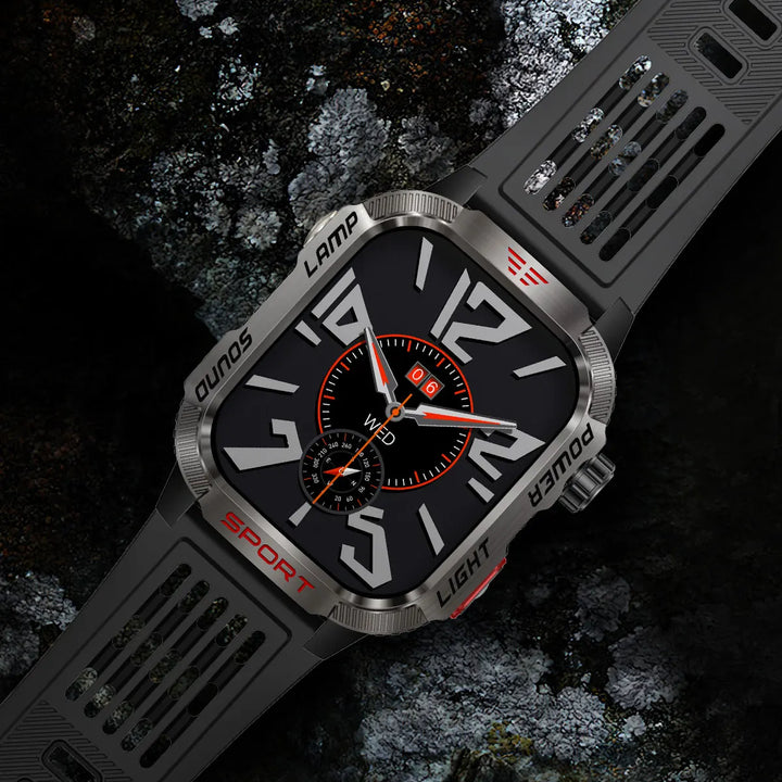 Next-Gen Wearable: LED Flashlight Smartwatch for Men - 600mAh, Bluetooth Calls & Heart Rate