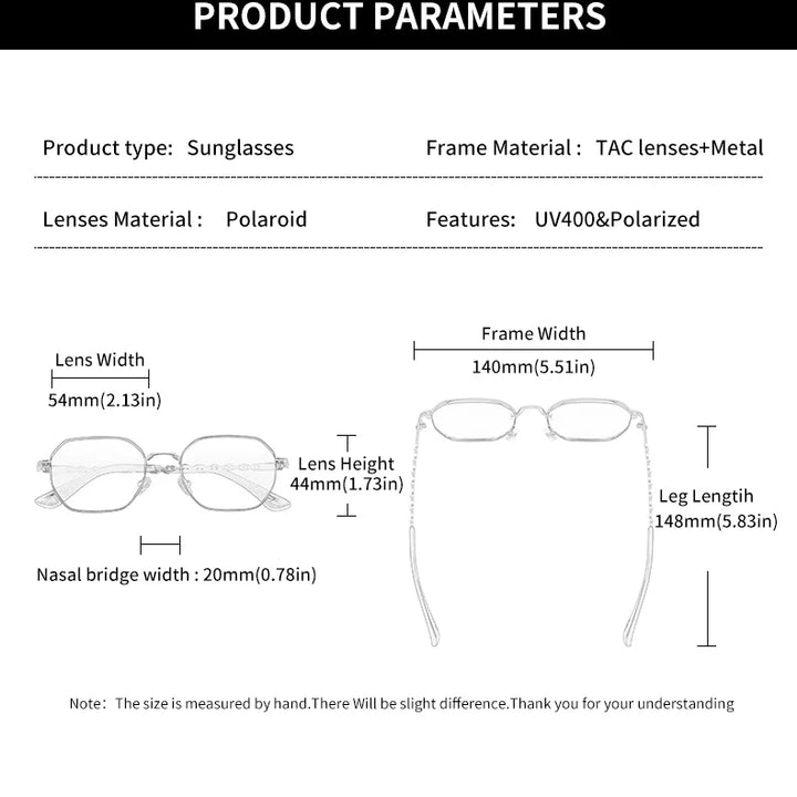 GCV Classic Retro Women’s Rectangular Square Metal Frame Sunglasses with Polaroid Lenses